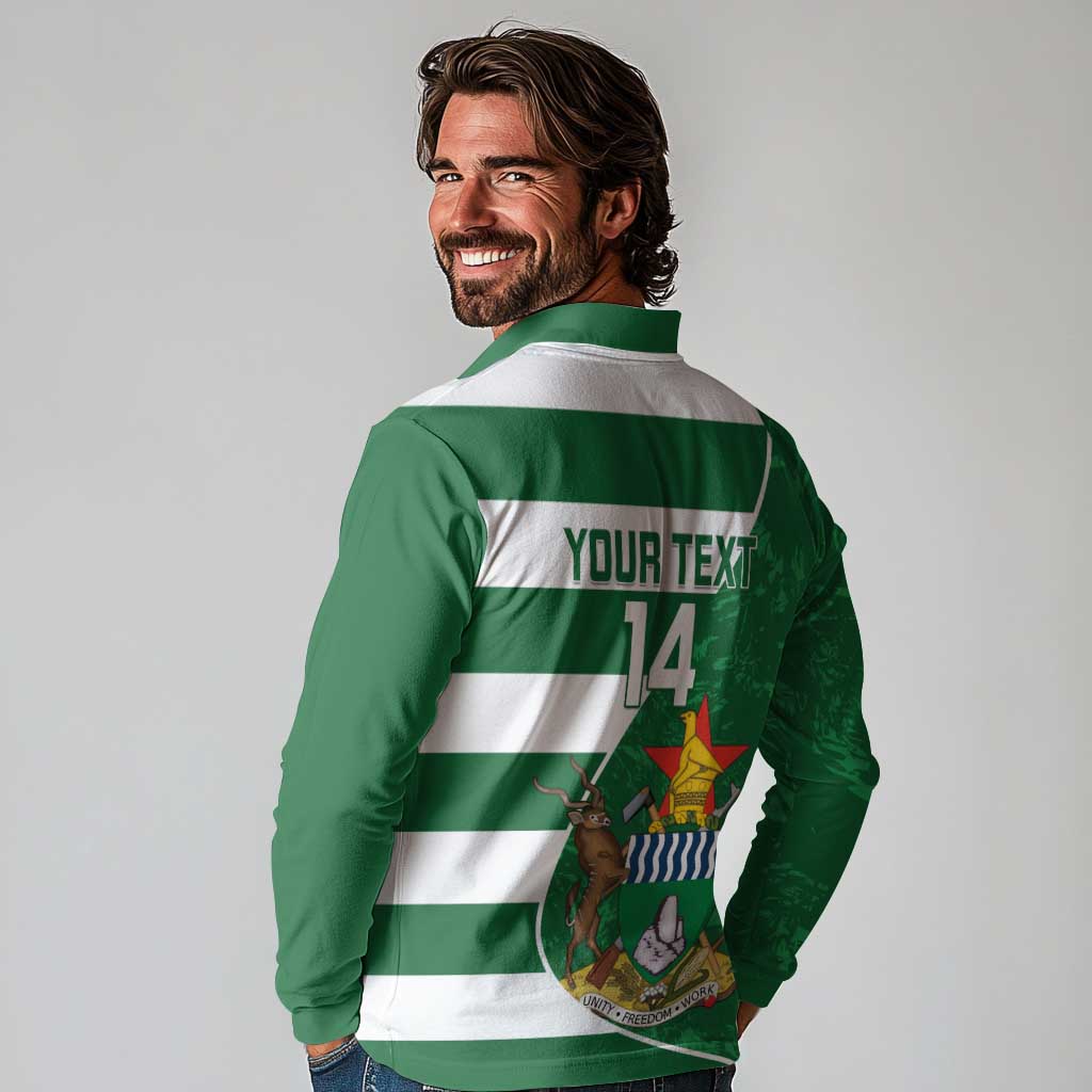 Zimbabwe Rugby Custom Long Sleeve Polo Shirt Sables 3rd Champions Proud - Wonder Print Shop