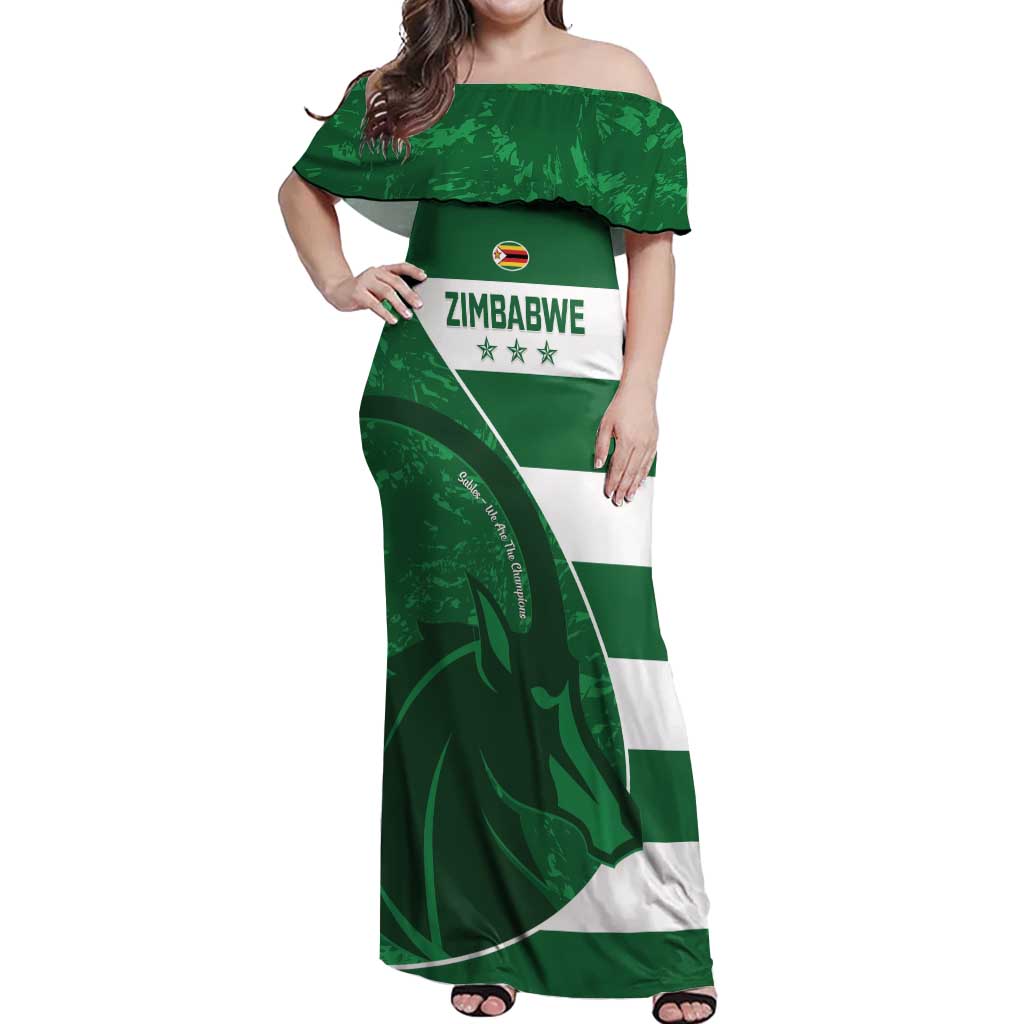 Zimbabwe Rugby Custom Off Shoulder Maxi Dress Sables 3rd Champions Proud - Wonder Print Shop
