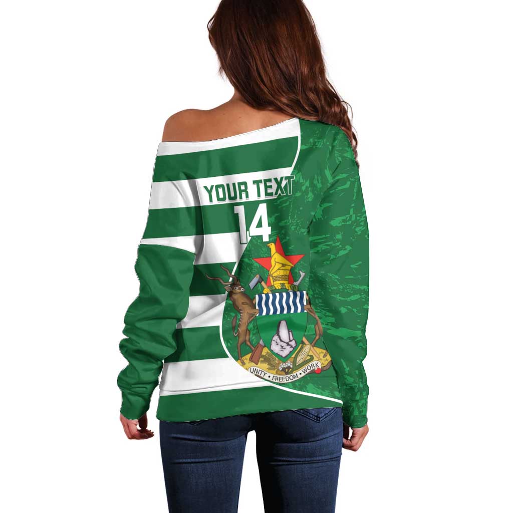 Zimbabwe Rugby Custom Off Shoulder Sweater Sables 3rd Champions Proud - Wonder Print Shop