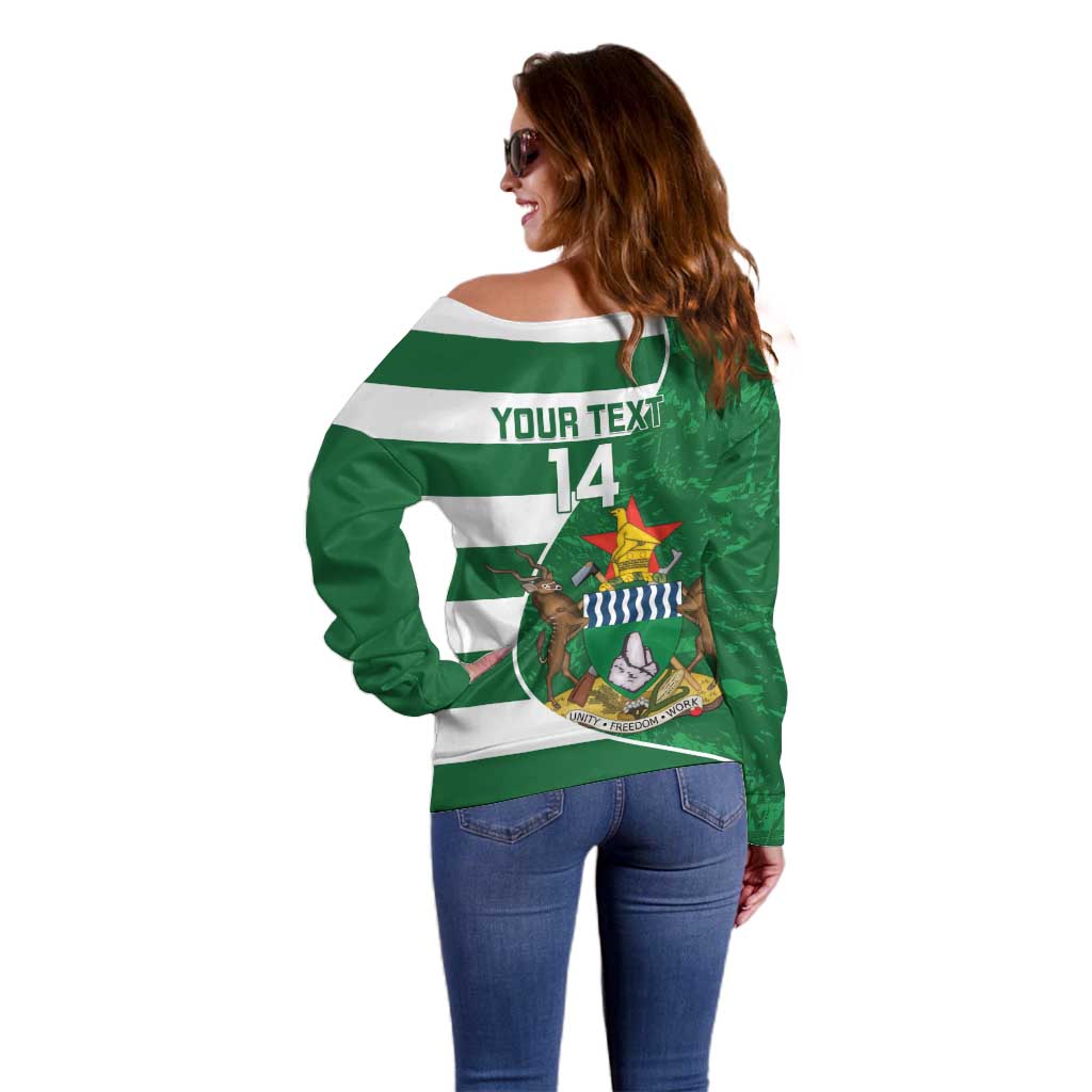 Zimbabwe Rugby Custom Off Shoulder Sweater Sables 3rd Champions Proud - Wonder Print Shop