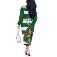 Zimbabwe Rugby Custom Off The Shoulder Long Sleeve Dress Sables 3rd Champions Proud - Wonder Print Shop