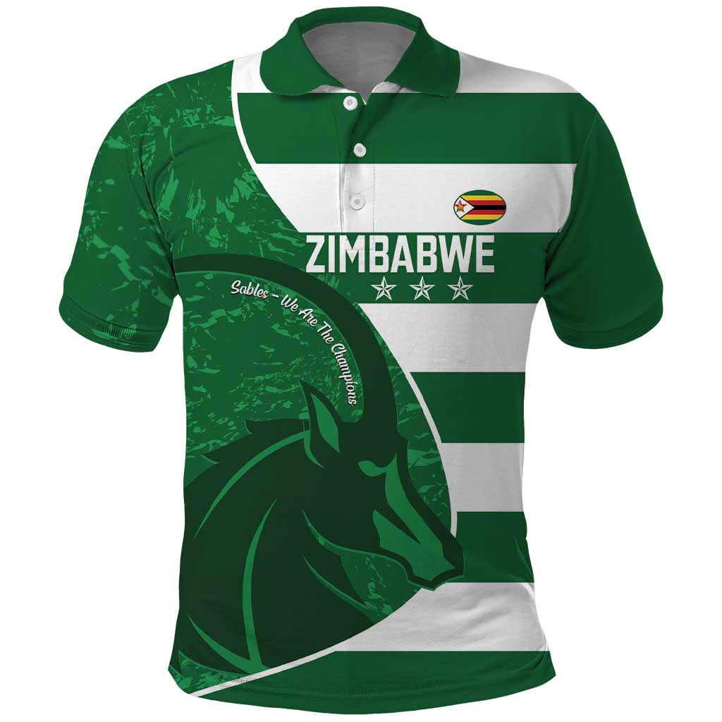 Zimbabwe Rugby Custom Polo Shirt Sables 3rd Champions Proud - Wonder Print Shop
