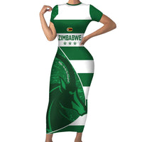 Zimbabwe Rugby Custom Short Sleeve Bodycon Dress Sables 3rd Champions Proud - Wonder Print Shop