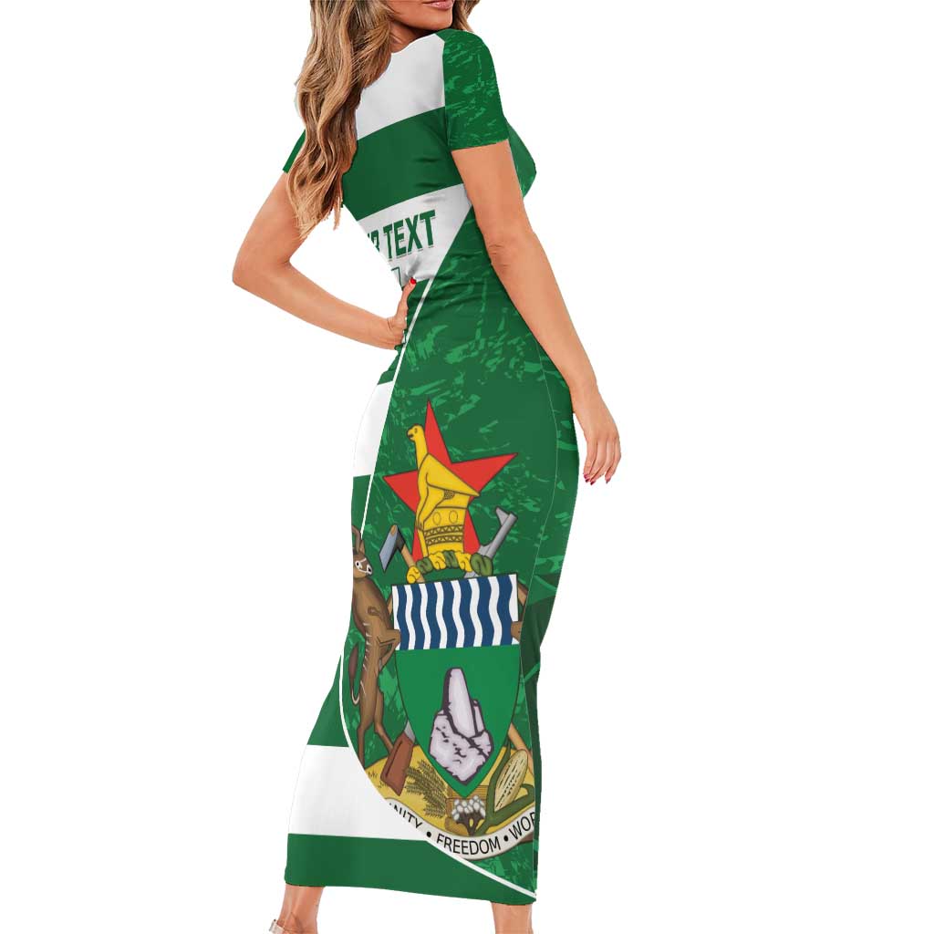 Zimbabwe Rugby Custom Short Sleeve Bodycon Dress Sables 3rd Champions Proud - Wonder Print Shop