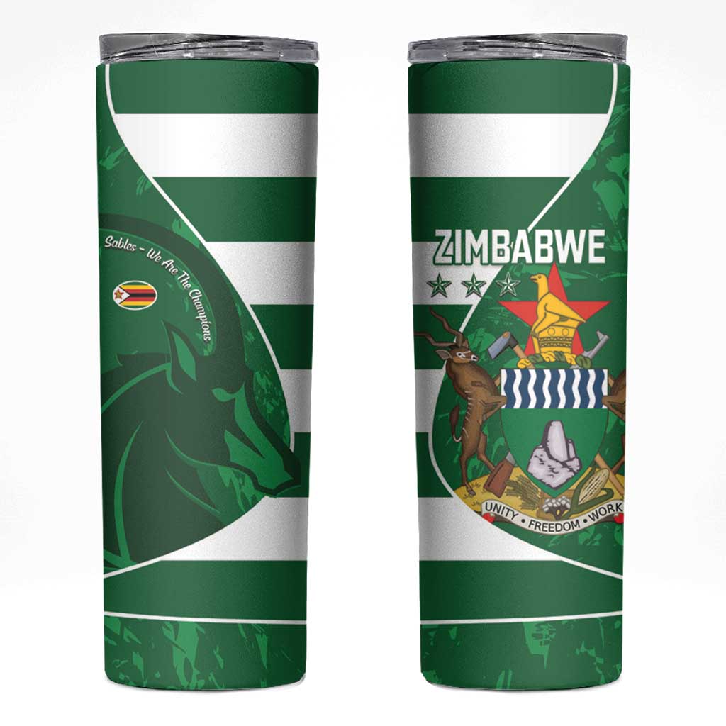 Zimbabwe Rugby Custom Skinny Tumbler Sables 3rd Champions Proud - Wonder Print Shop