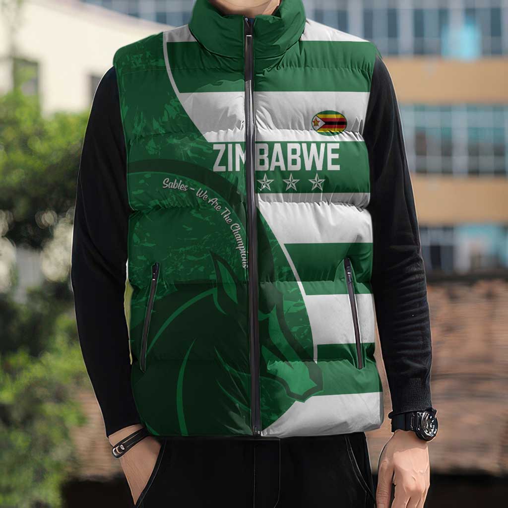 Zimbabwe Rugby Custom Sleeveless Puffer Jacket Sables 3rd Champions Proud - Wonder Print Shop