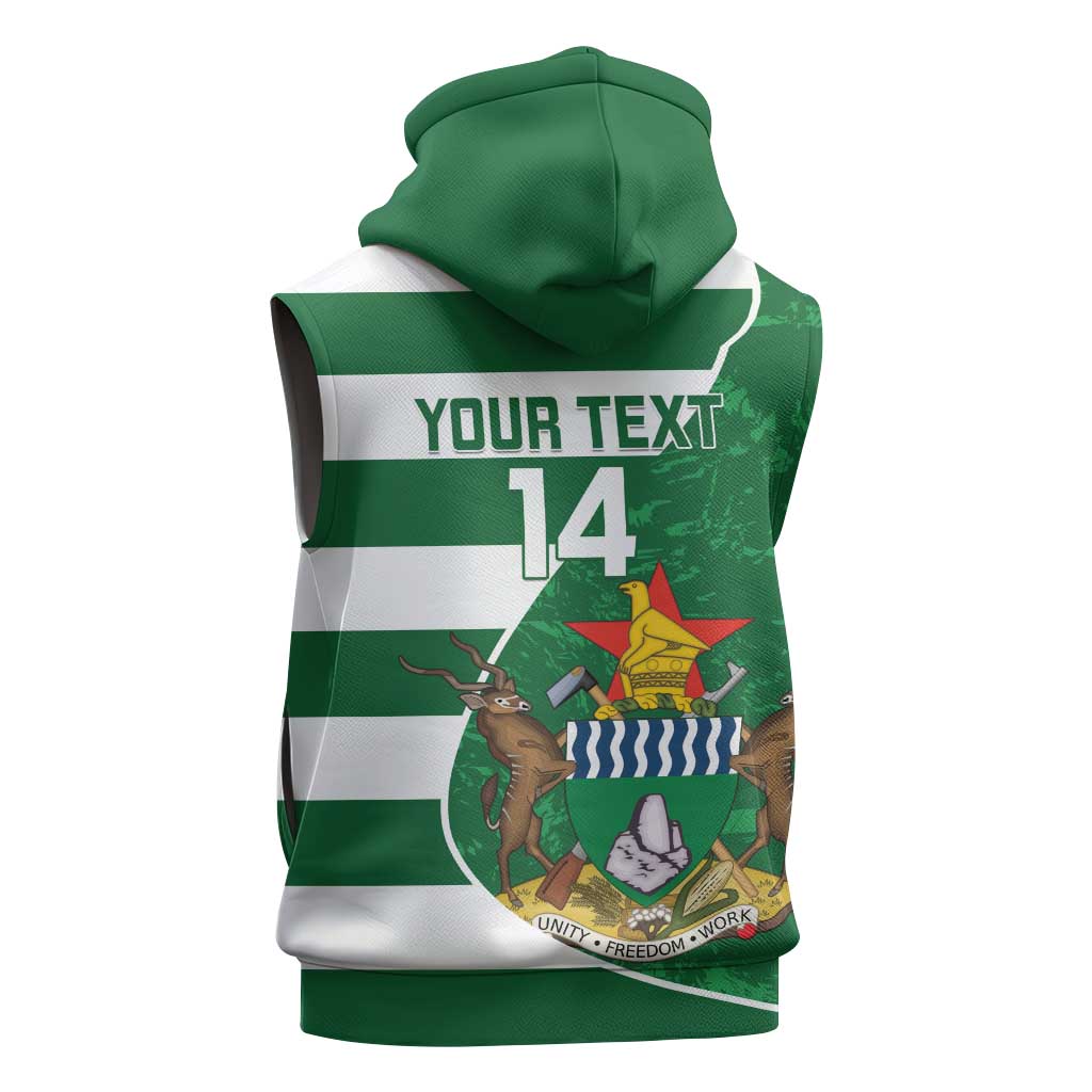 Zimbabwe Rugby Custom Sleeveless Zip Hoodie Sables 3rd Champions Proud - Wonder Print Shop