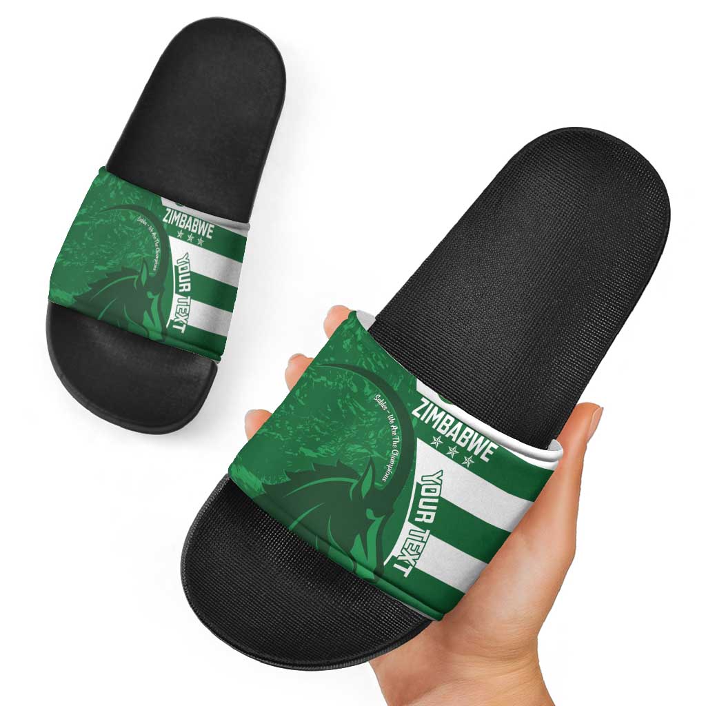 Zimbabwe Rugby Custom Slide Sandals Sables 3rd Champions Proud - Wonder Print Shop