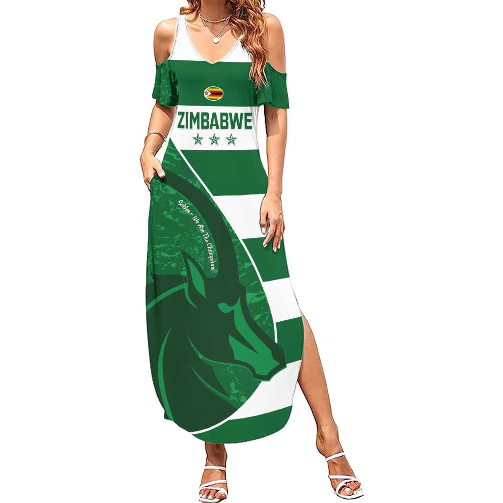 Zimbabwe Rugby Custom Summer Maxi Dress Sables 3rd Champions Proud - Wonder Print Shop