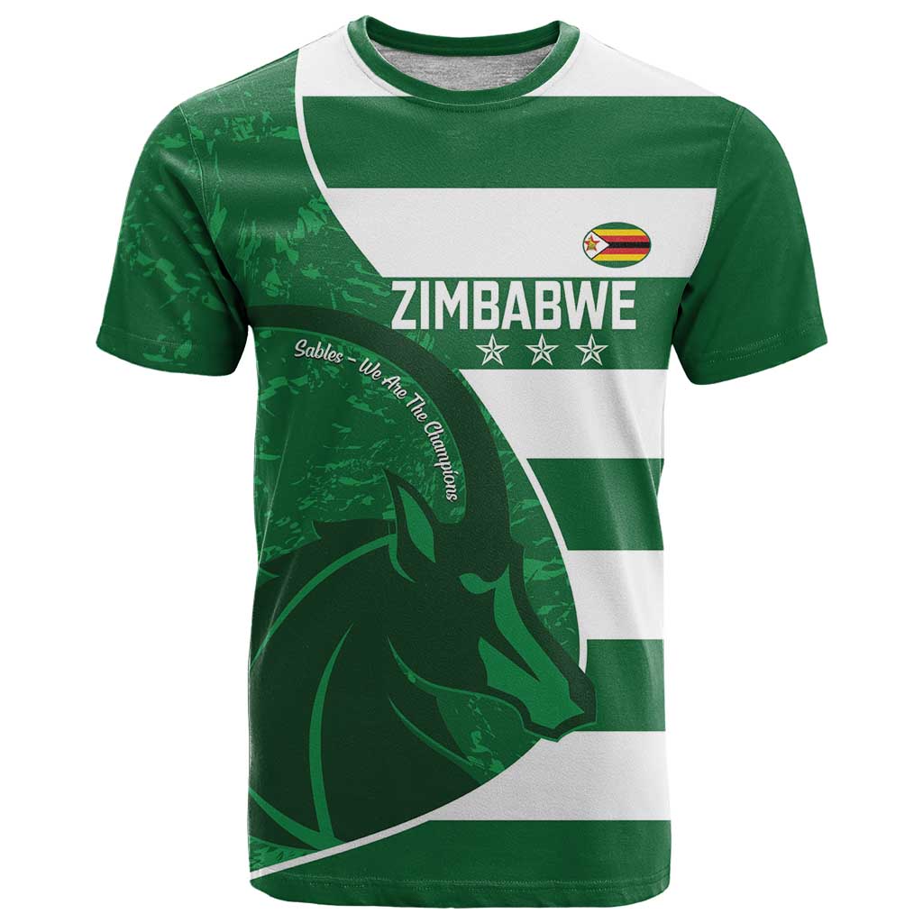 Zimbabwe Rugby Custom T Shirt Sables 3rd Champions Proud - Wonder Print Shop