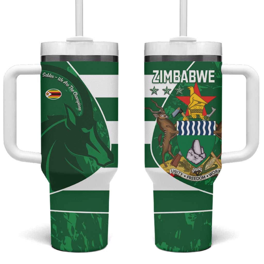 Zimbabwe Rugby Custom Tumbler With Handle Sables 3rd Champions Proud - Wonder Print Shop