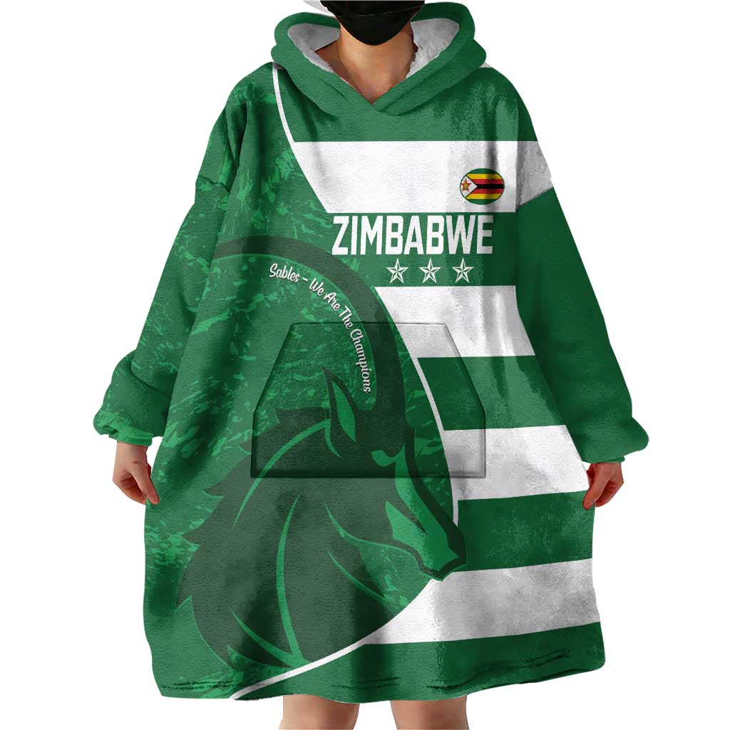 Zimbabwe Rugby Custom Wearable Blanket Hoodie Sables 3rd Champions Proud - Wonder Print Shop