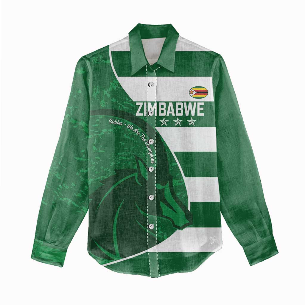 Zimbabwe Rugby Custom Women Casual Shirt Sables 3rd Champions Proud - Wonder Print Shop