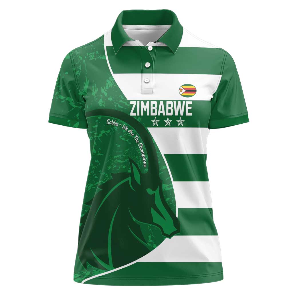 Zimbabwe Rugby Custom Women Polo Shirt Sables 3rd Champions Proud - Wonder Print Shop