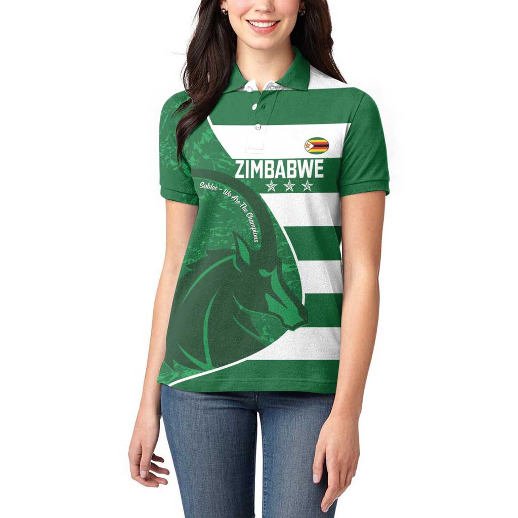 Zimbabwe Rugby Custom Women Polo Shirt Sables 3rd Champions Proud - Wonder Print Shop