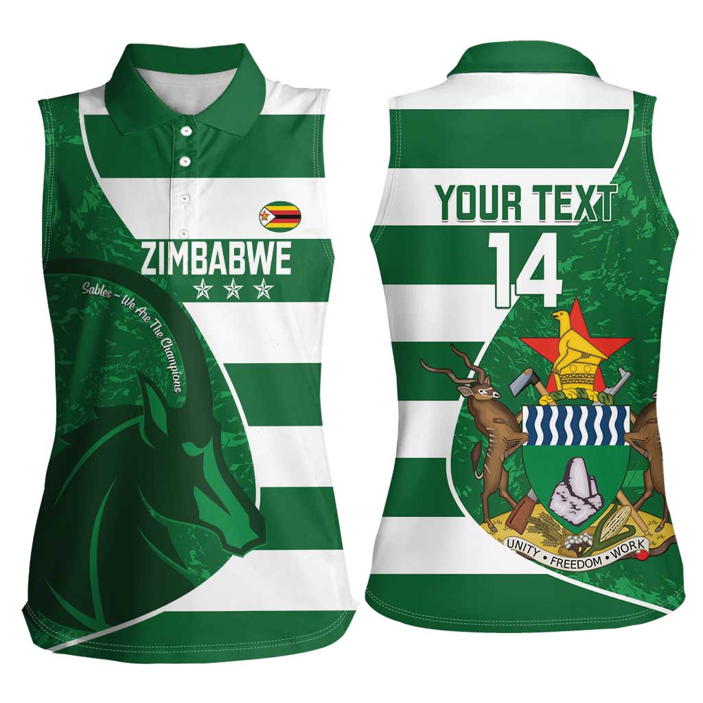 Zimbabwe Rugby Custom Women Sleeveless Polo Shirt Sables 3rd Champions Proud - Wonder Print Shop
