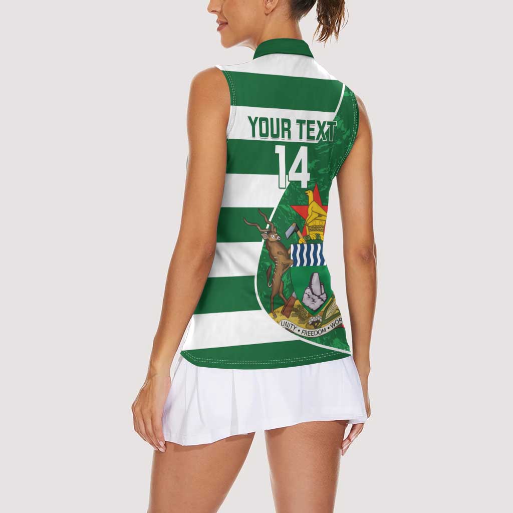 Zimbabwe Rugby Custom Women Sleeveless Polo Shirt Sables 3rd Champions Proud - Wonder Print Shop