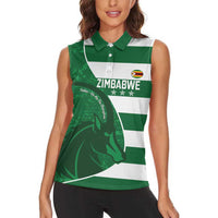 Zimbabwe Rugby Custom Women Sleeveless Polo Shirt Sables 3rd Champions Proud - Wonder Print Shop