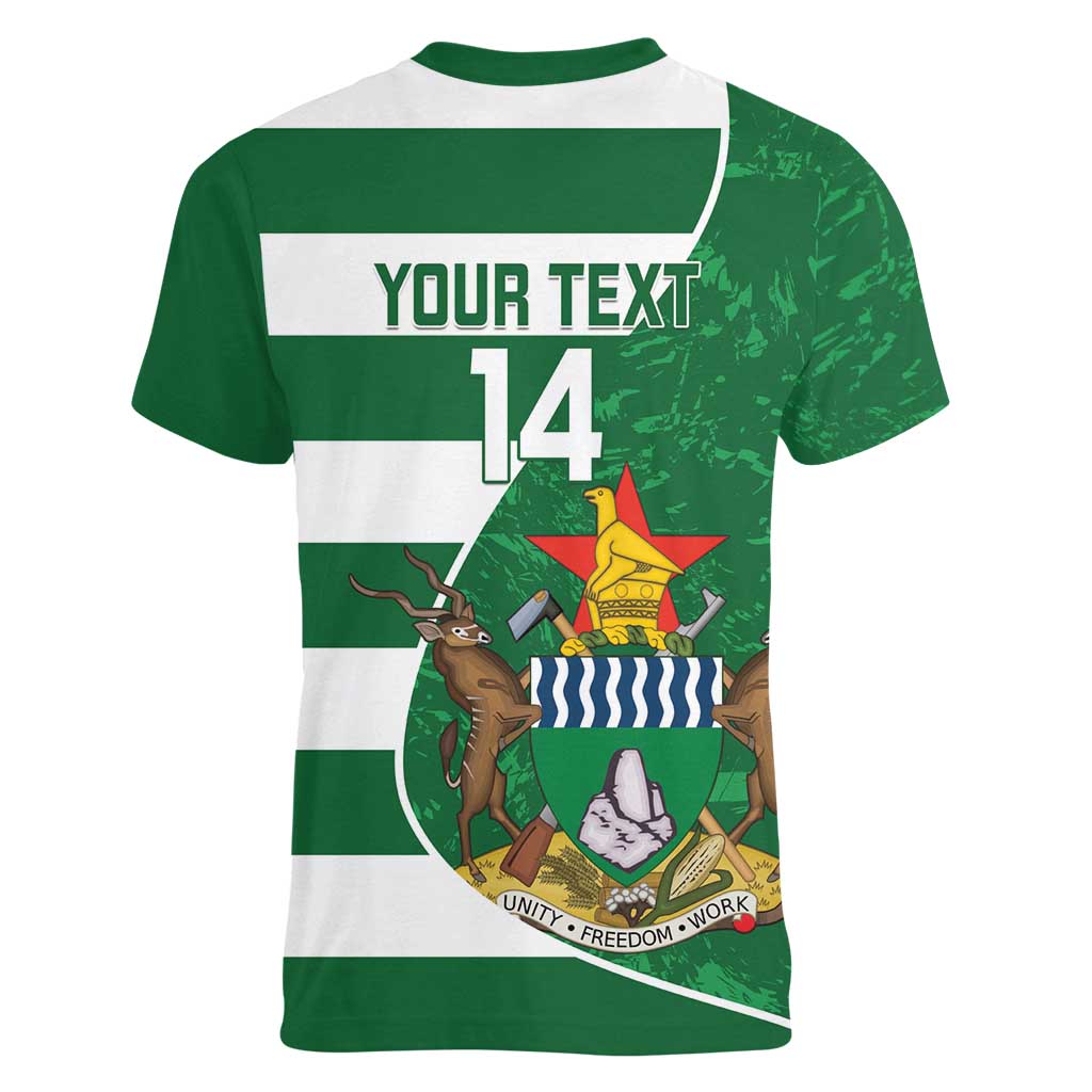 Zimbabwe Rugby Custom Women V-Neck T-Shirt Sables 3rd Champions Proud - Wonder Print Shop