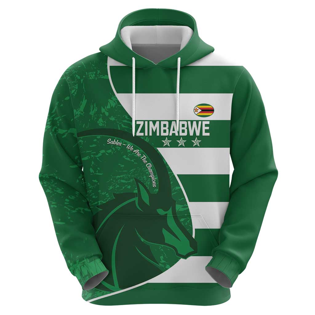 Zimbabwe Rugby Custom Zip Hoodie Sables 3rd Champions Proud - Wonder Print Shop