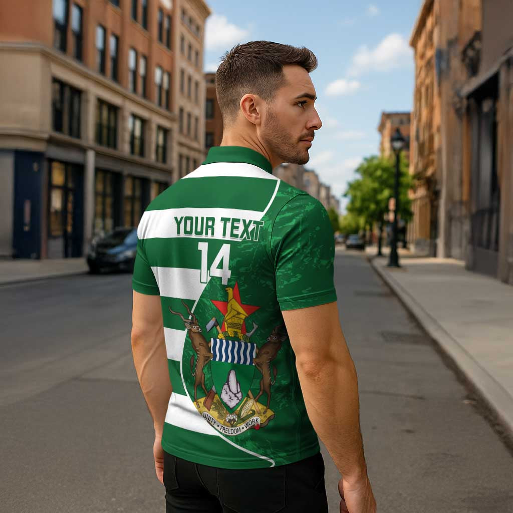 Zimbabwe Rugby Custom Zipper Polo Shirt Sables 3rd Champions Proud - Wonder Print Shop