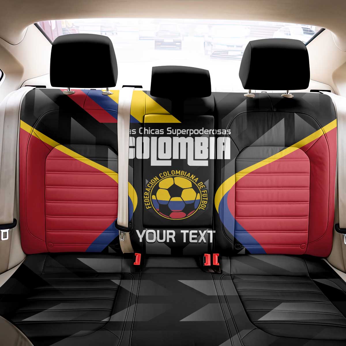 Custom Colombia Football Back Car Seat Cover Vamos Las Chicas Superpoderosas - Wonder Print Shop