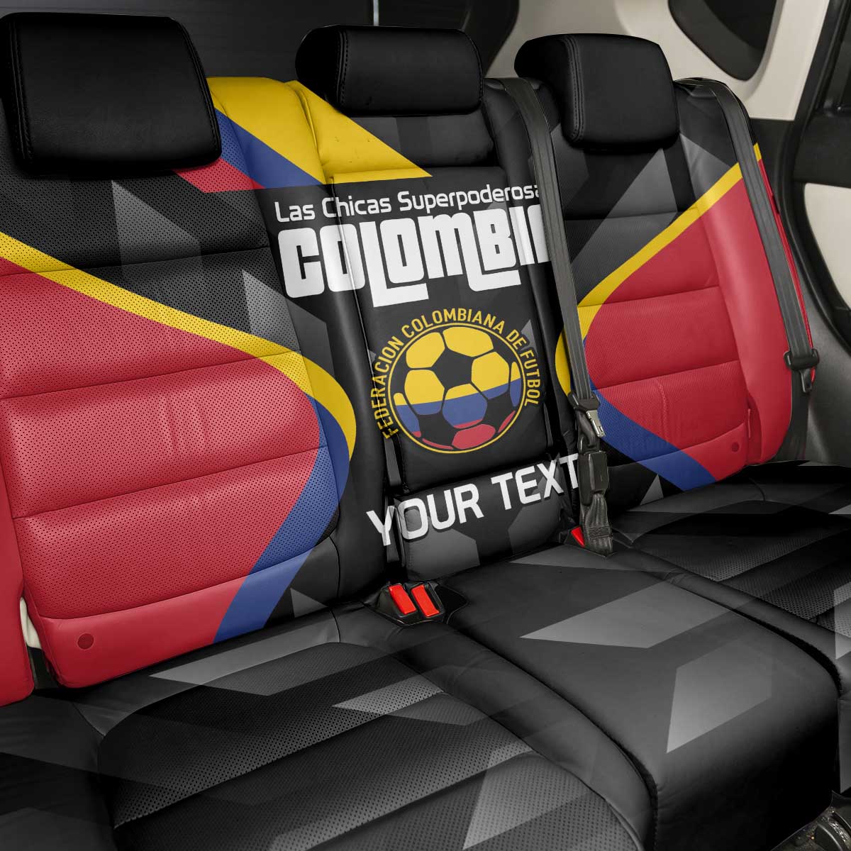 Custom Colombia Football Back Car Seat Cover Vamos Las Chicas Superpoderosas - Wonder Print Shop
