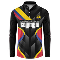 Custom Colombia Football Button Sweatshirt Vamos Las Chicas Superpoderosas - Wonder Print Shop