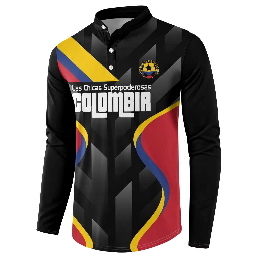 Custom Colombia Football Button Sweatshirt Vamos Las Chicas Superpoderosas - Wonder Print Shop