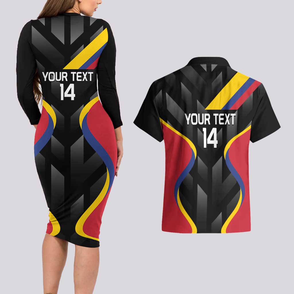 Custom Colombia Football Couples Matching Long Sleeve Bodycon Dress and Hawaiian Shirt Vamos Las Chicas Superpoderosas - Wonder Print Shop