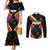 Custom Colombia Football Couples Matching Mermaid Dress and Long Sleeve Button Shirt Vamos Las Chicas Superpoderosas - Wonder Print Shop