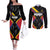 Custom Colombia Football Couples Matching Off The Shoulder Long Sleeve Dress and Long Sleeve Button Shirt Vamos Las Chicas Superpoderosas - Wonder Print Shop