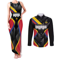 Custom Colombia Football Couples Matching Tank Maxi Dress and Long Sleeve Button Shirt Vamos Las Chicas Superpoderosas - Wonder Print Shop