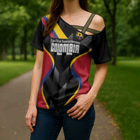 Custom Colombia Football Cross Shoulder Shirt Vamos Las Chicas Superpoderosas - Wonder Print Shop