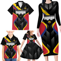 Custom Colombia Football Family Matching Long Sleeve Bodycon Dress and Hawaiian Shirt Vamos Las Chicas Superpoderosas - Wonder Print Shop
