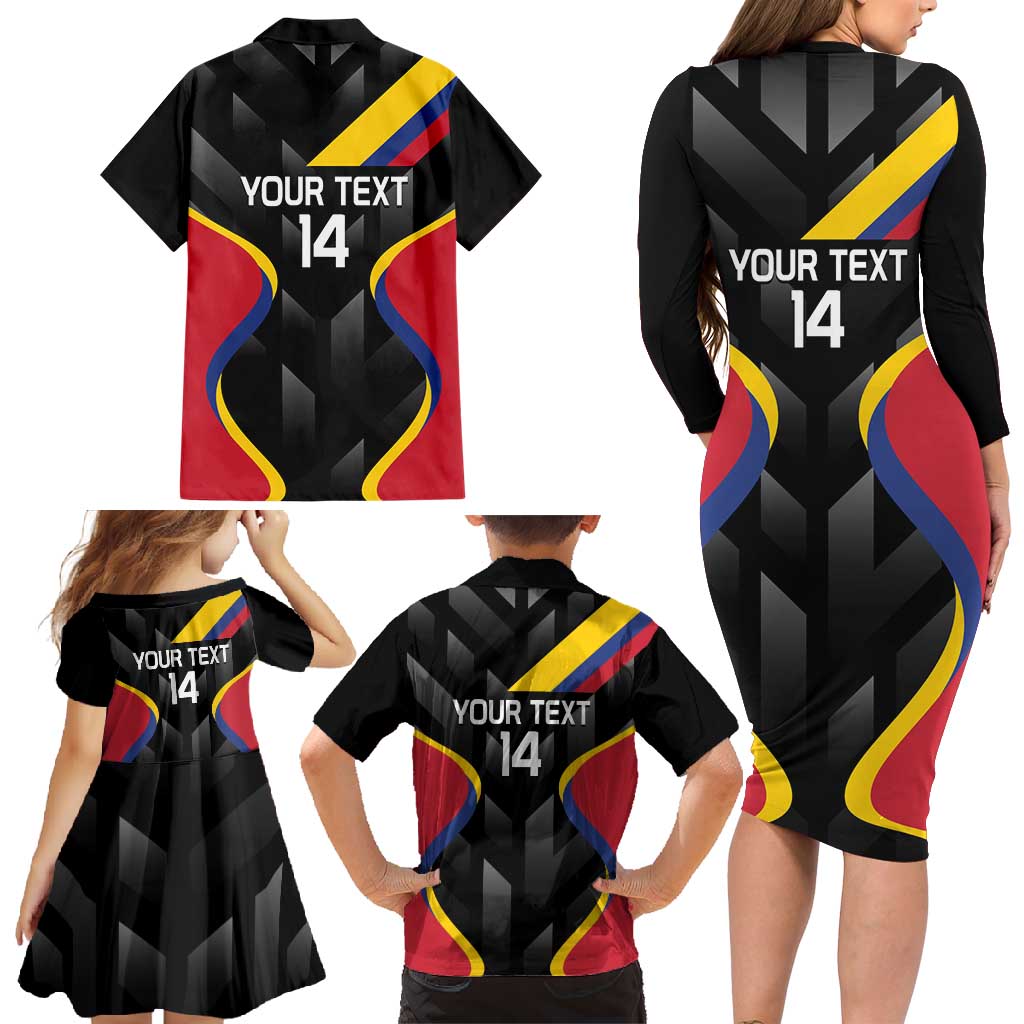 Custom Colombia Football Family Matching Long Sleeve Bodycon Dress and Hawaiian Shirt Vamos Las Chicas Superpoderosas - Wonder Print Shop