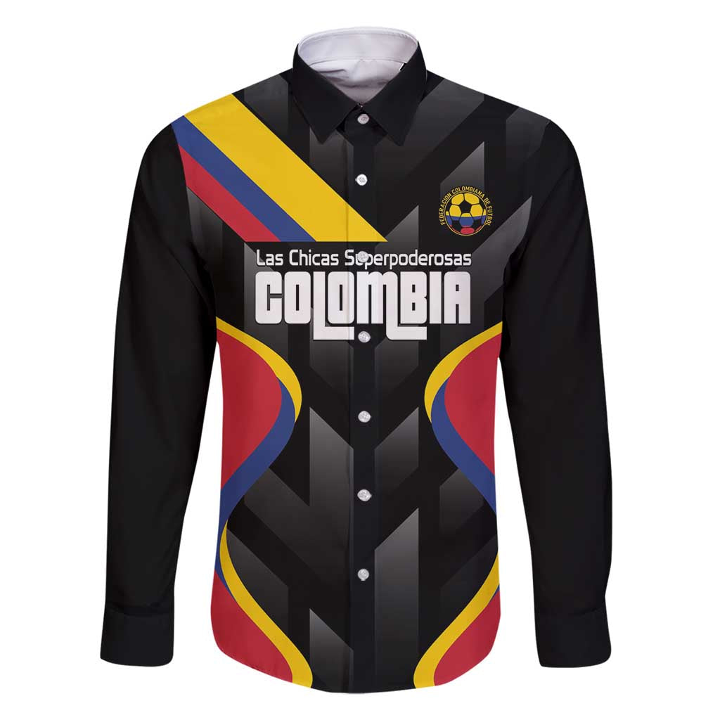 Custom Colombia Football Family Matching Long Sleeve Bodycon Dress and Hawaiian Shirt Vamos Las Chicas Superpoderosas - Wonder Print Shop