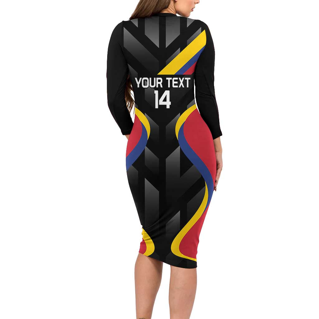 Custom Colombia Football Family Matching Long Sleeve Bodycon Dress and Hawaiian Shirt Vamos Las Chicas Superpoderosas - Wonder Print Shop