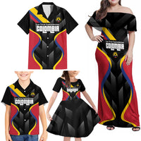 Custom Colombia Football Family Matching Off Shoulder Maxi Dress and Hawaiian Shirt Vamos Las Chicas Superpoderosas - Wonder Print Shop