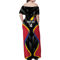 Custom Colombia Football Family Matching Off Shoulder Maxi Dress and Hawaiian Shirt Vamos Las Chicas Superpoderosas - Wonder Print Shop