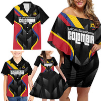 Custom Colombia Football Family Matching Off Shoulder Short Dress and Hawaiian Shirt Vamos Las Chicas Superpoderosas - Wonder Print Shop