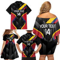 Custom Colombia Football Family Matching Off Shoulder Short Dress and Hawaiian Shirt Vamos Las Chicas Superpoderosas - Wonder Print Shop