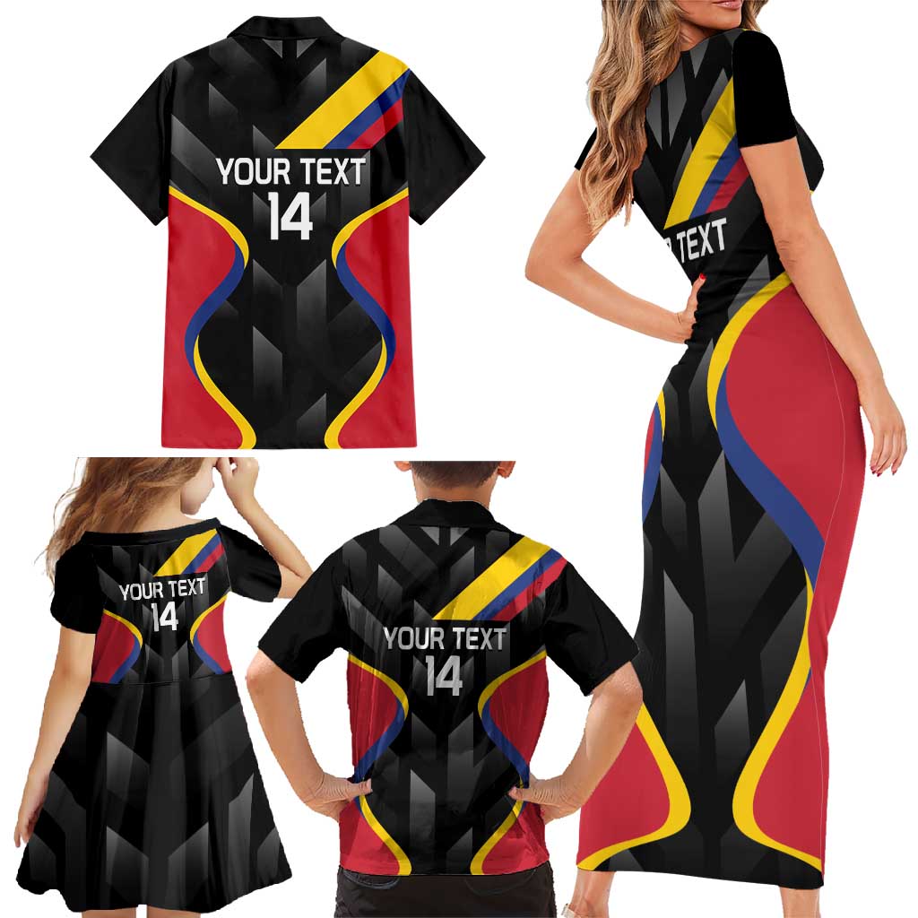 Custom Colombia Football Family Matching Short Sleeve Bodycon Dress and Hawaiian Shirt Vamos Las Chicas Superpoderosas - Wonder Print Shop