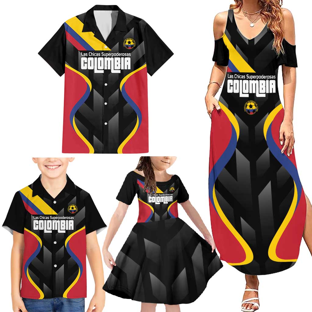 Custom Colombia Football Family Matching Summer Maxi Dress and Hawaiian Shirt Vamos Las Chicas Superpoderosas - Wonder Print Shop