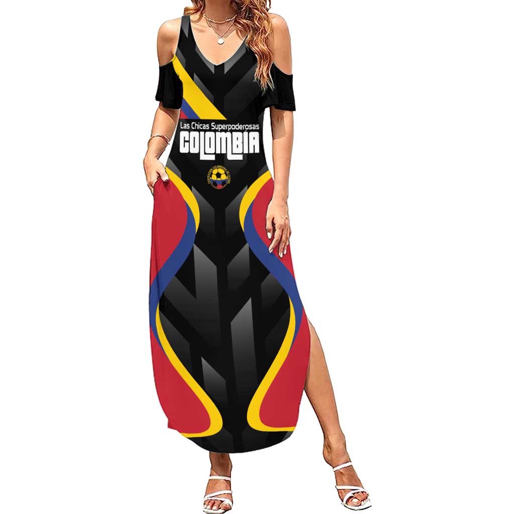 Custom Colombia Football Family Matching Summer Maxi Dress and Hawaiian Shirt Vamos Las Chicas Superpoderosas - Wonder Print Shop