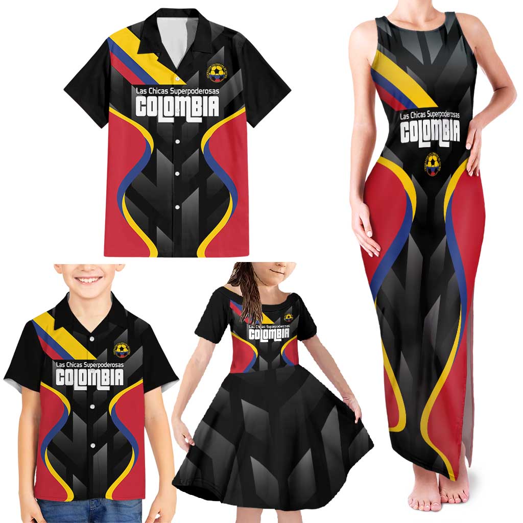 Custom Colombia Football Family Matching Tank Maxi Dress and Hawaiian Shirt Vamos Las Chicas Superpoderosas - Wonder Print Shop