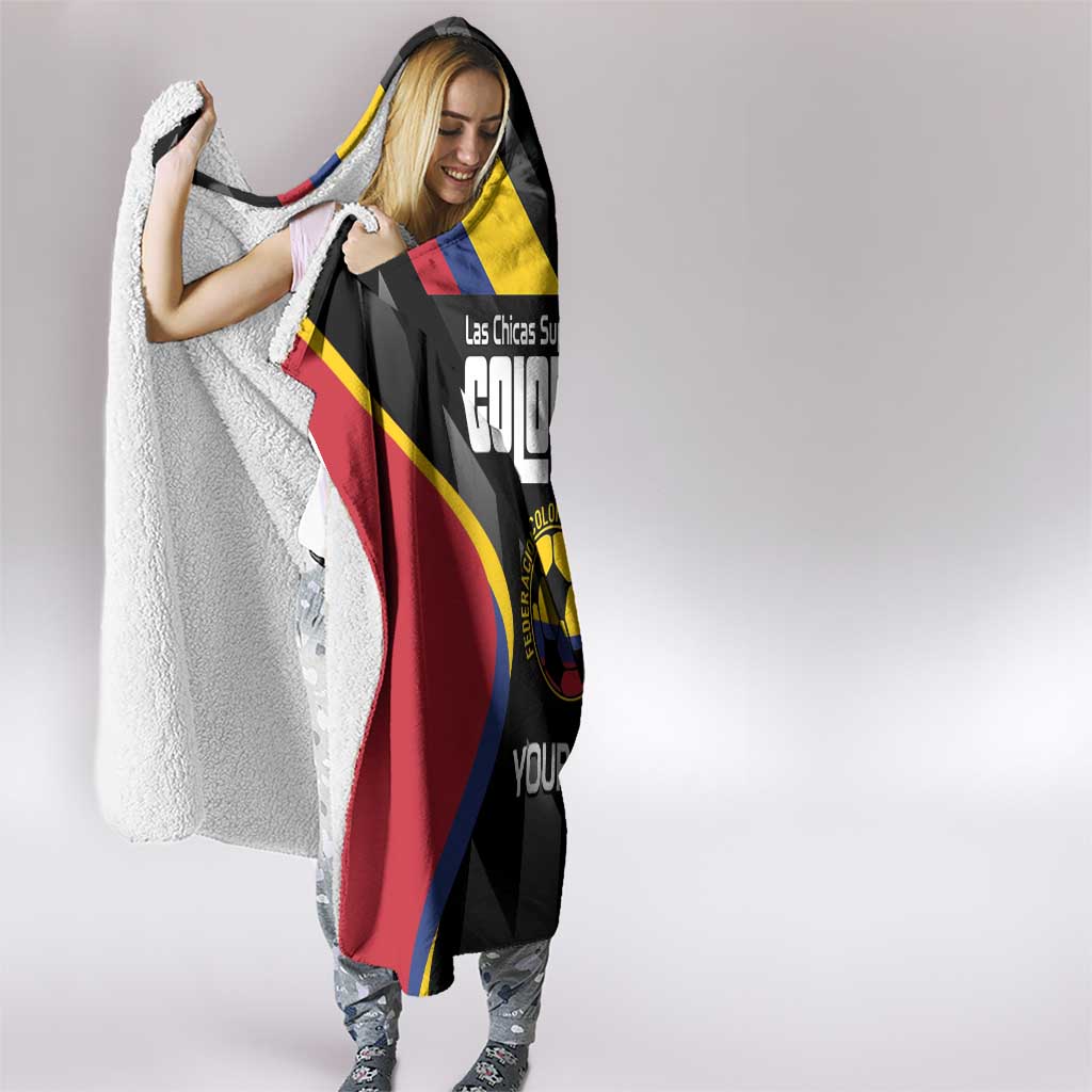 Custom Colombia Football Hooded Blanket Vamos Las Chicas Superpoderosas - Wonder Print Shop