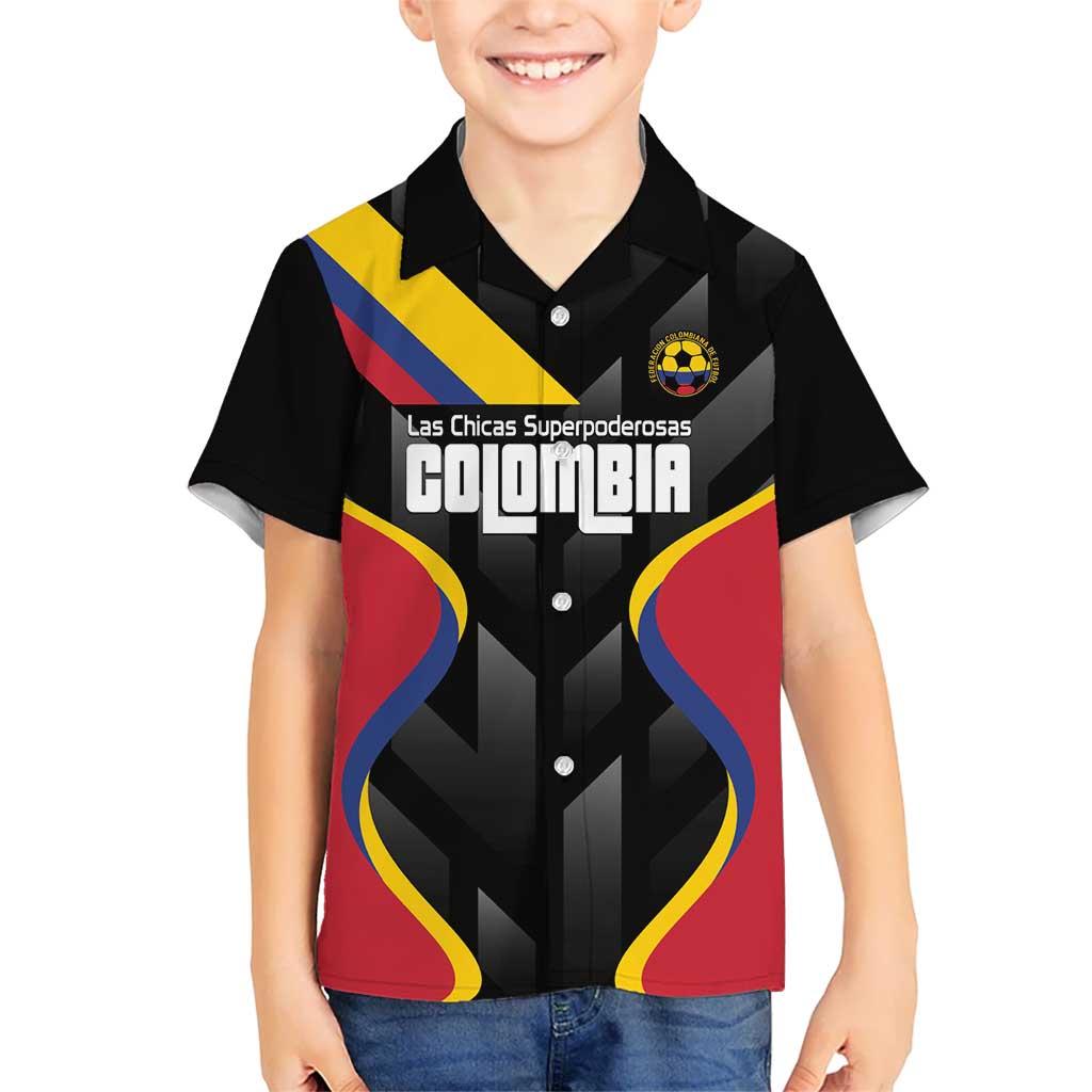 Custom Colombia Football Kid Hawaiian Shirt Vamos Las Chicas Superpoderosas - Wonder Print Shop