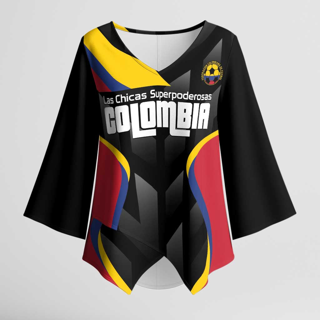 Custom Colombia Football Kimono Sleeve Blouse Vamos Las Chicas Superpoderosas - Wonder Print Shop