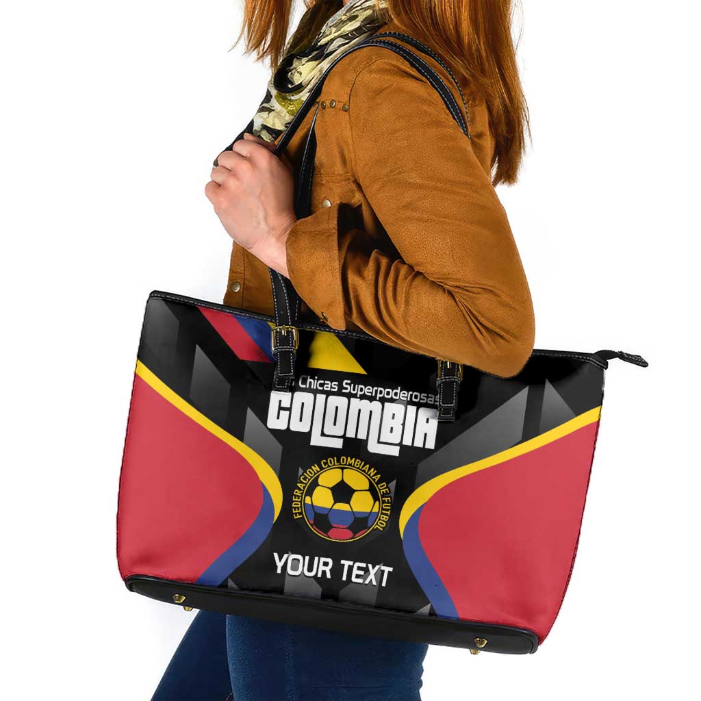 Custom Colombia Football Leather Tote Bag Vamos Las Chicas Superpoderosas - Wonder Print Shop
